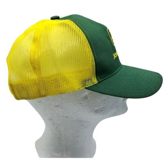 John Deere Trucker Hat Adjustable Snapback Green Yellow Logo Mesh MPC Farmer Cap - Picture 2 of 13